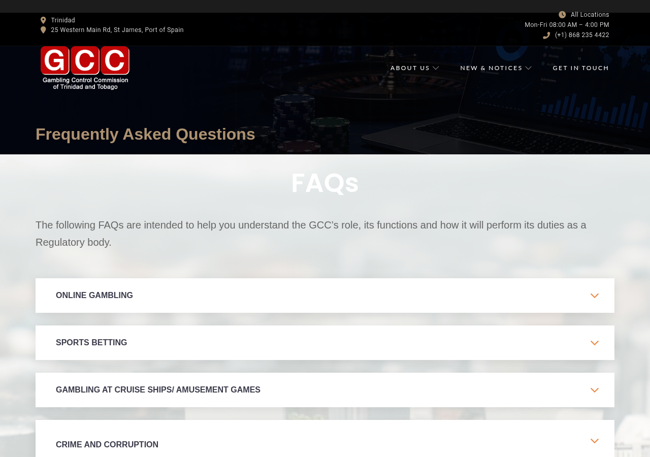 Trinidad and Tobago GCC FAQ wording about online betting and further guidance